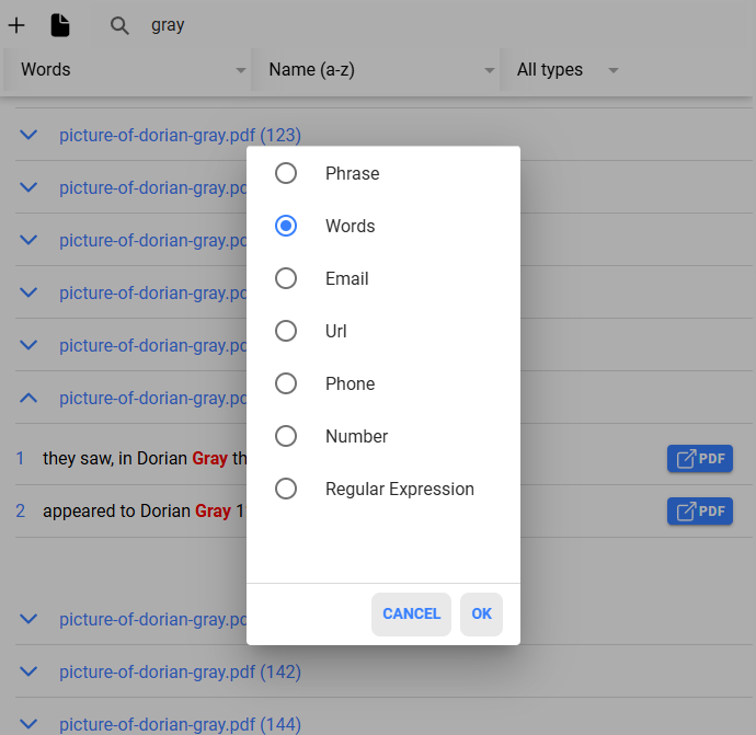 How to searh a text in files