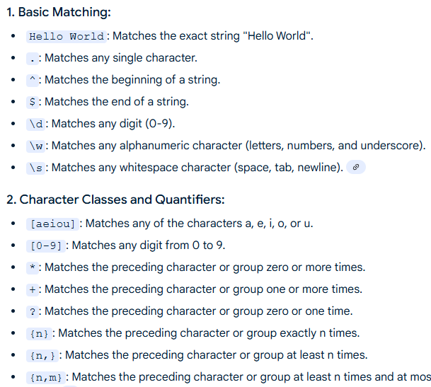 regular expression cheat sheet